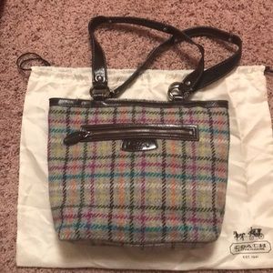 Coach wool and leather bag
